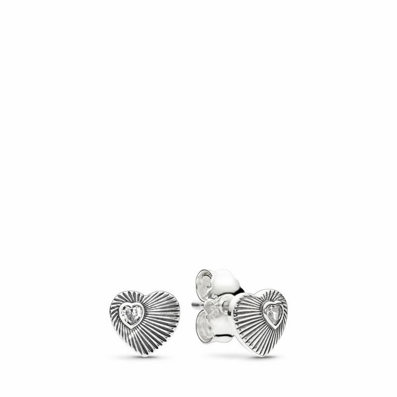 Pandora Australia Vintage Heart Fans Stud Earrings - Sterling Silver | BRLMVE607